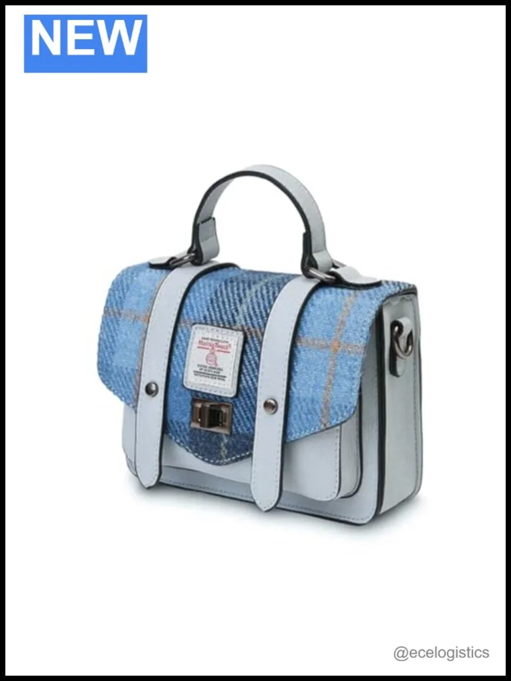Harris Tweed Vegan Leather Satchel Crossbody Bag